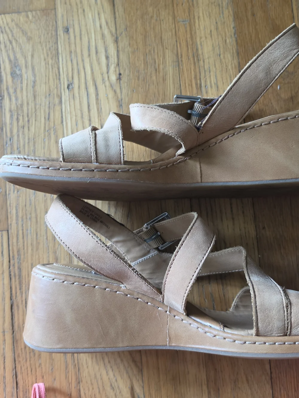 b.o.c Tan Leather Platform Sandals